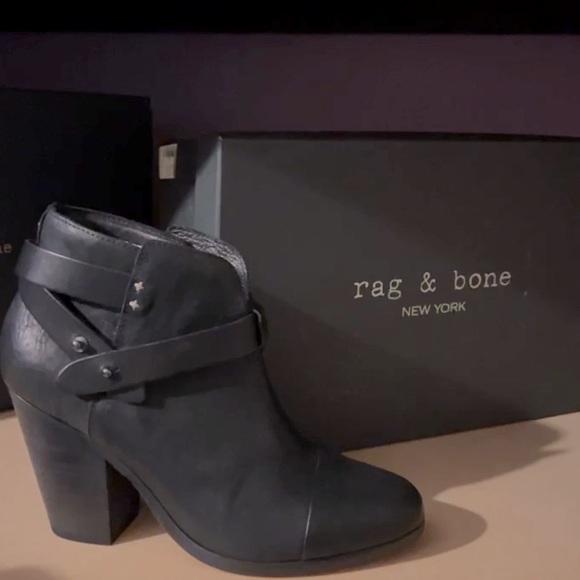 NIB $495 rag & bone | Leather | Harrow | Metal Stud Ankle Boots in Black - Picture 3 of 12